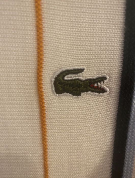 Lacoste biały sweter w paski
