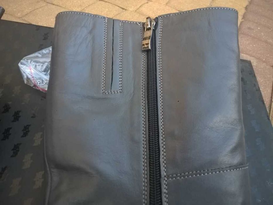 NOWE Buty-Kozaki MUSZKIETERKI36 Natural skóra-100% SZARY I-Klasa Gw.6m