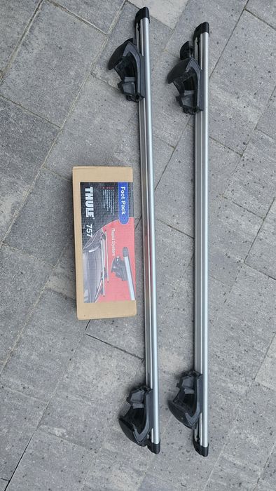 Bagażnik dachowy Thule 757 na relingi + belki aluminiowe 120 cm + zamki