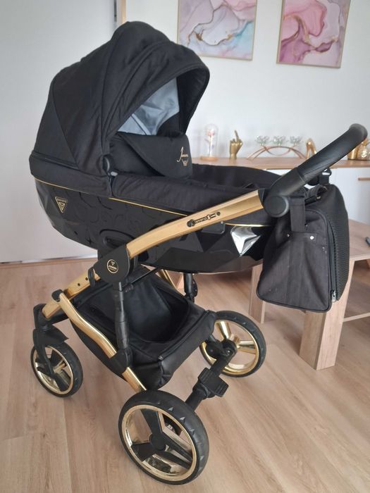 Wózek dzieciecy 2w1 Junama Diamond S-line czarno zloty