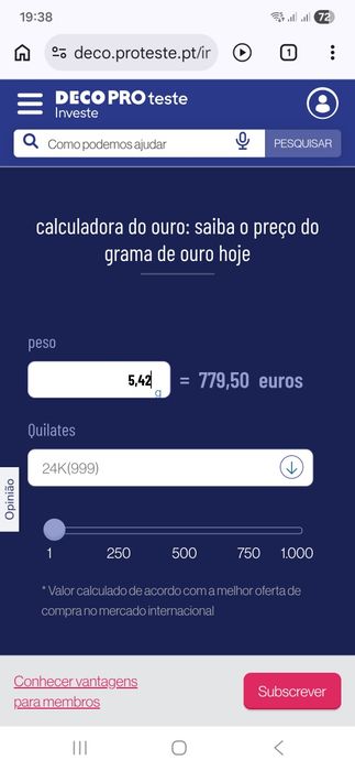 Ouro - Pregadeira/Alfinete Peito 19.2 K  Contraste. Preço actualizado