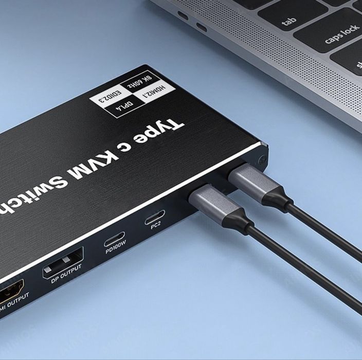 KVM-перемикач 2 в 1 з виходом USB-C 8K при 60 Гц 4K при 120 Гц, для Windows 11/10/8/7/Vista/XP, Mac OS X 10.9
