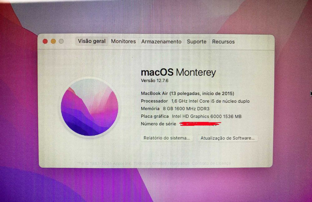 MacBook Air 13 (A1466) - 8GB Ram, 128GB SSD - Com carregador