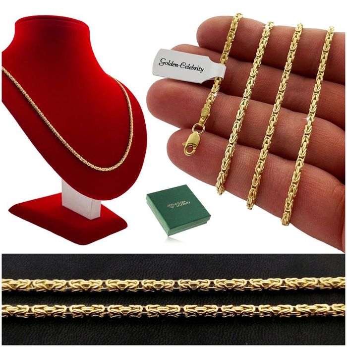 Elegancki Długi Łańcuszek Splot Królewski Złoty / Pozłacany / Srebro 9