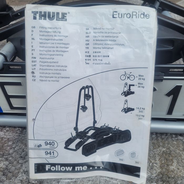 Bagażnik rowerowy na hak Thule EuroRide 940 na 2 rowery stan bardzo dobry