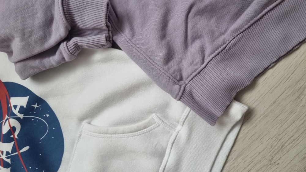 2pak Bluz Biała Bluza Nasa H&M 128 Fioletowa Zara Kangurka