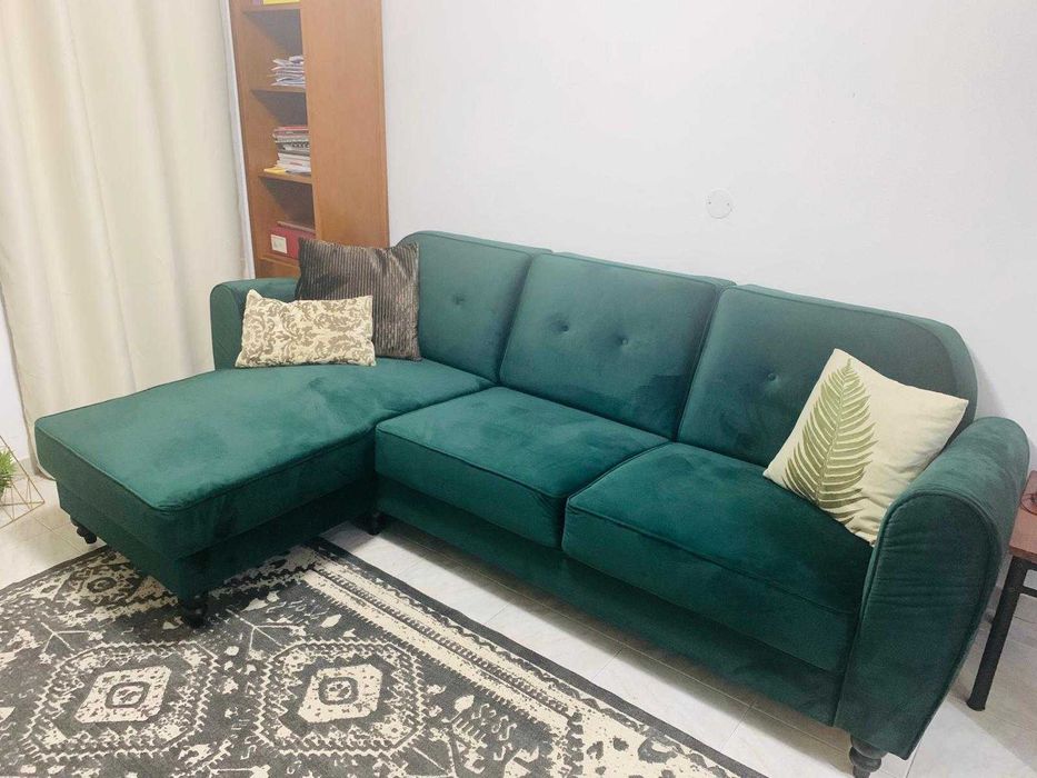 Sofá Verde Veludo chaiselong