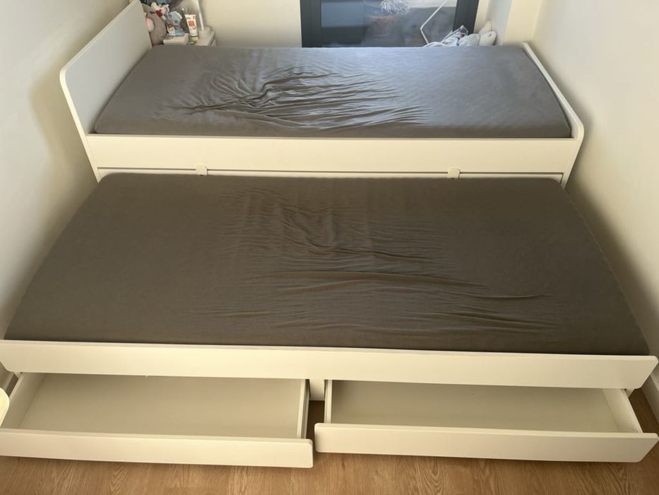 Łóżko podwójne 90x200 + szuflady + materace