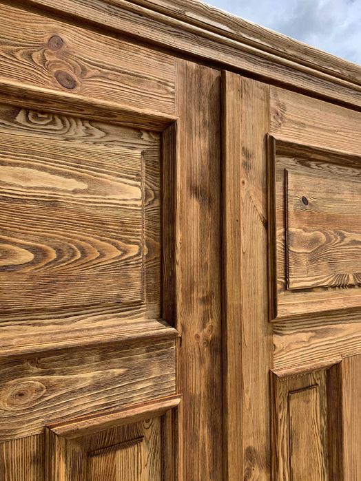 Drzwi Dwuskrzydłowe drewniane LITE SZCZOTKOWANE postarzane retro