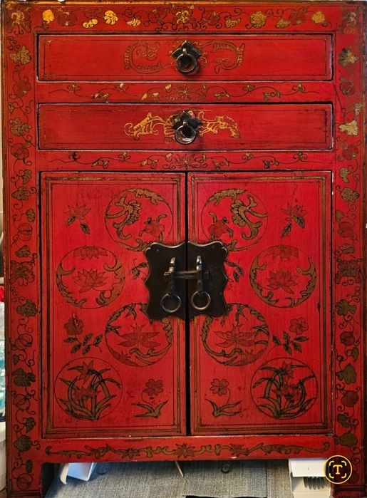 Móvel de Estilo Chinês / Armário Laca Vermelha e Dourado