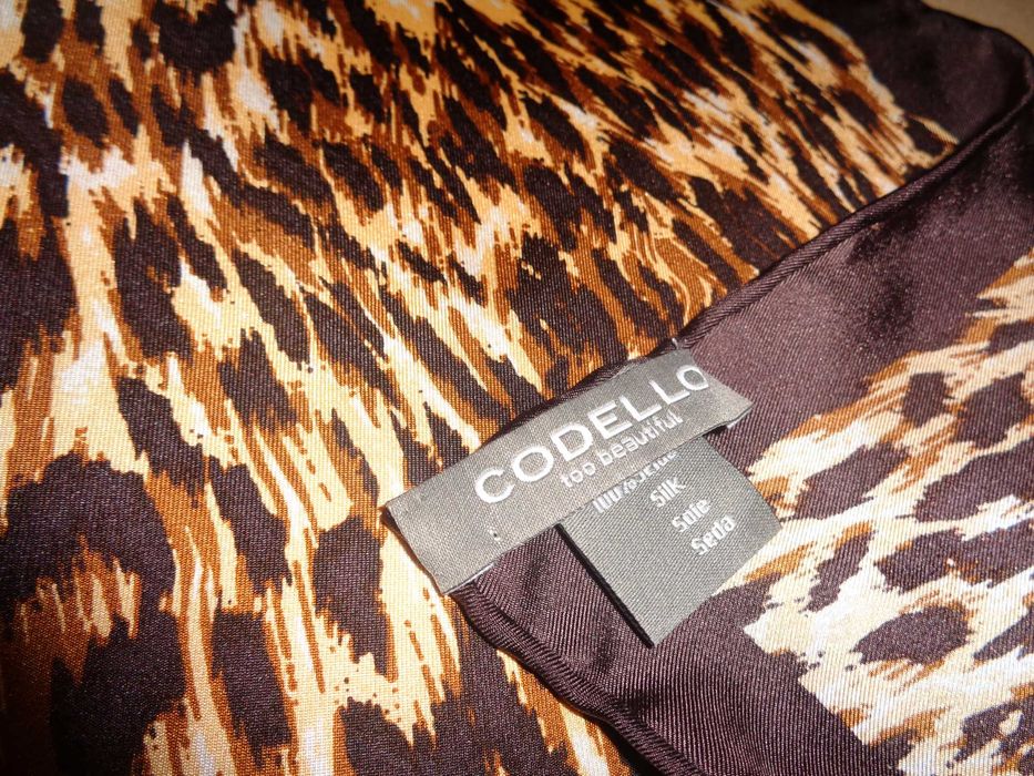 CODELLO 100% Silk jedwabna PANTERKA ręcznie rolowana apaszka LUX