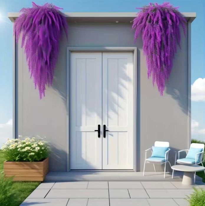 4 SZT 78cm Sztuczne Kwiaty WISTERIA PNĄCZE WRZOSY Bluszcz Wiszące h271