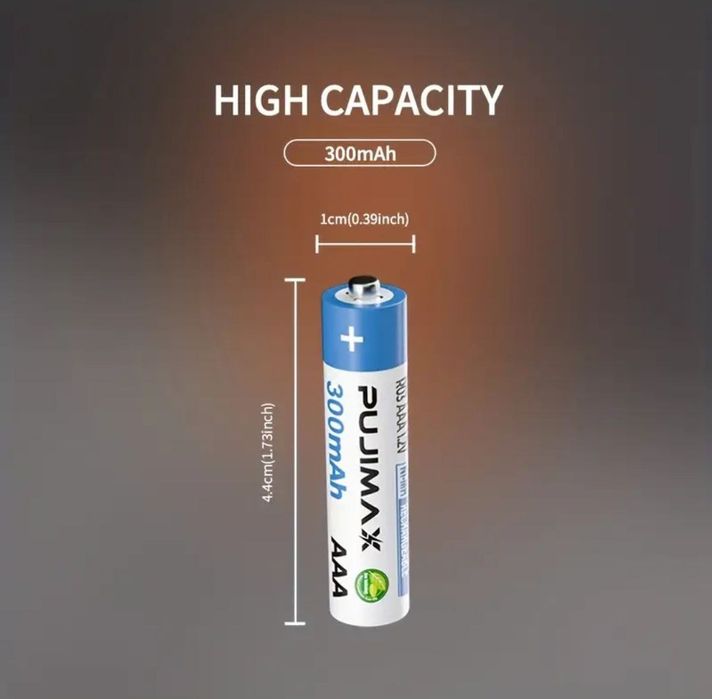 Аккумуляторные ААА перезаряжаемые батарейки аккумулятор 1,2в NiMH