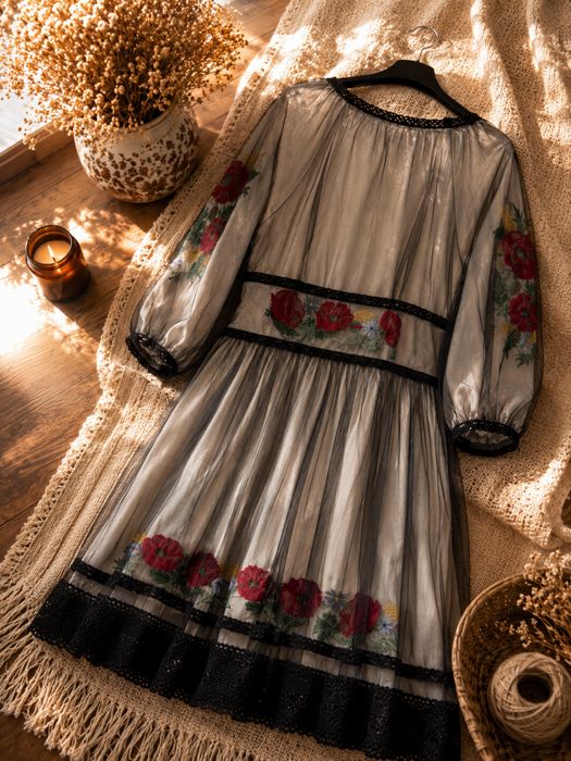 Сукня, Платя, Український стиль з мереживом та машинною вишивкою