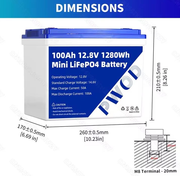 Акумулятор 12,8v 100Ah 1280Wh LiFePo4, Літій желізо фосфатний акум.