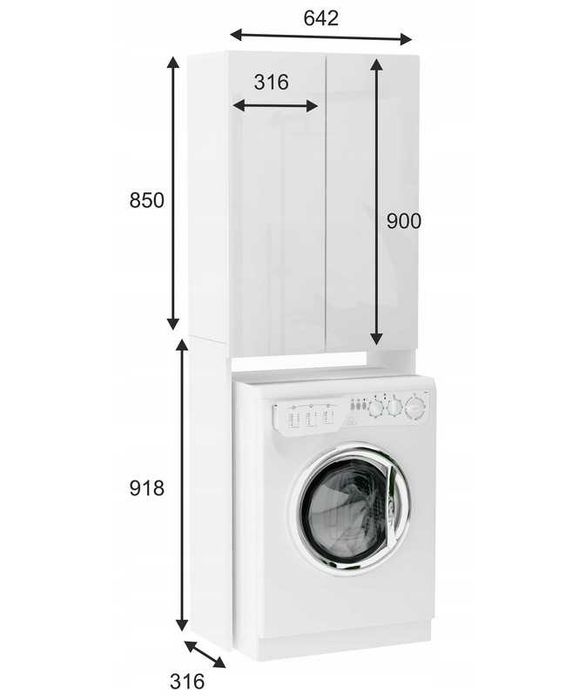 Pojemna szafka nad pralkę BIAŁY POŁYSK w super stanie