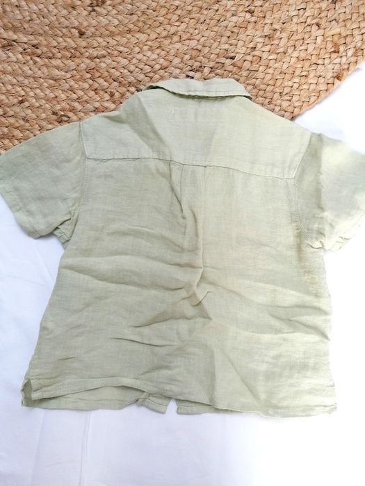 Camisa de Linho Verde Claro de Bebé