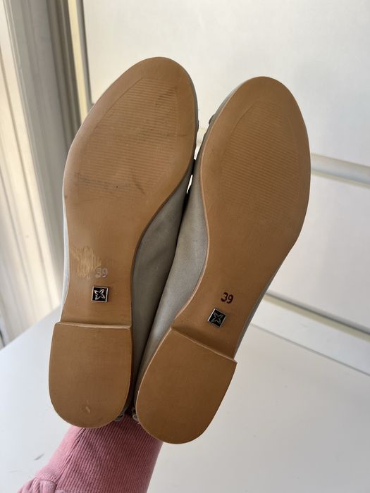 Skórzane baleriny Maciejka miętowe nowe