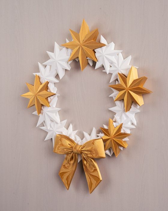 Grinalda/Coroa Estrelas Natal Branco e Dourado