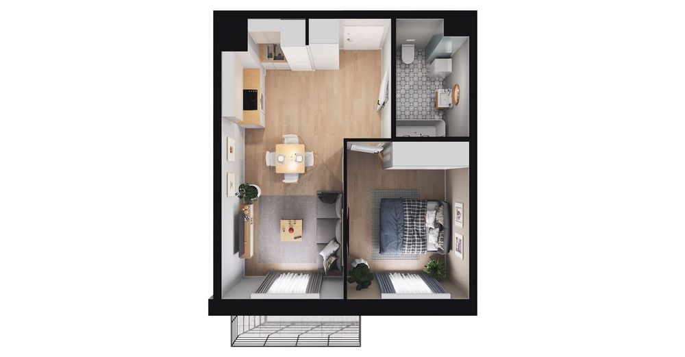 2-pokojowe mieszkanie 37 m² + balkon - Widok 3