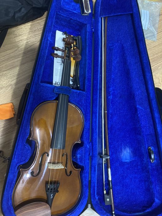 violino de 4/4 com Apoio de ombro, breu, cordas, estojo para violino, estante de partituras