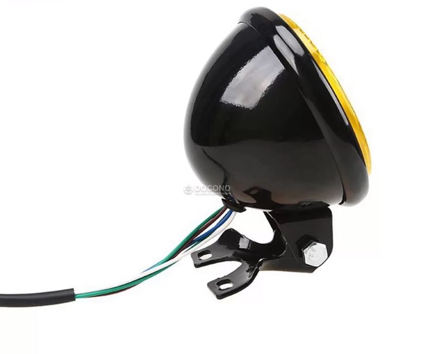Farol frontal amarelo ou transparente moto cafe racer