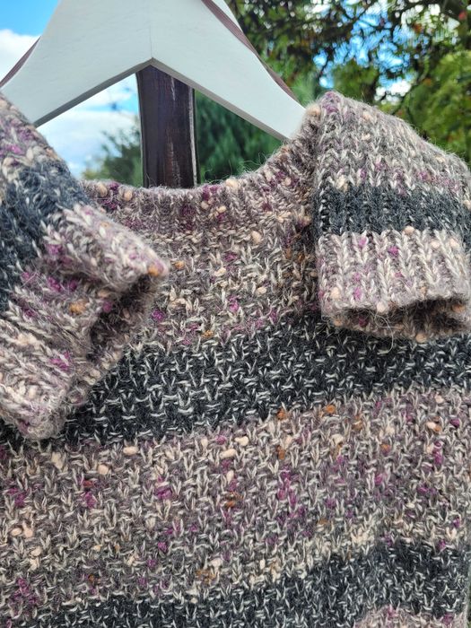 Sweter M&S z wełną 42/44/46 beżowy/brązowy efektowna dzianina