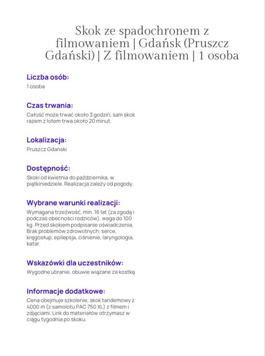 Skok spadochronowy Gdansk + filmowanie