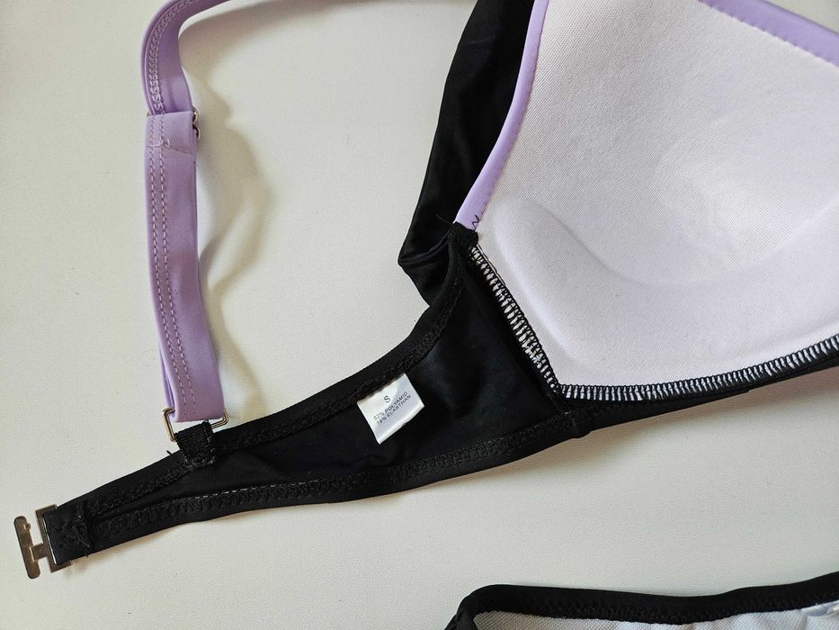 Strój kąpielowy dwuczęściowy fioletowo-czarny bikini
