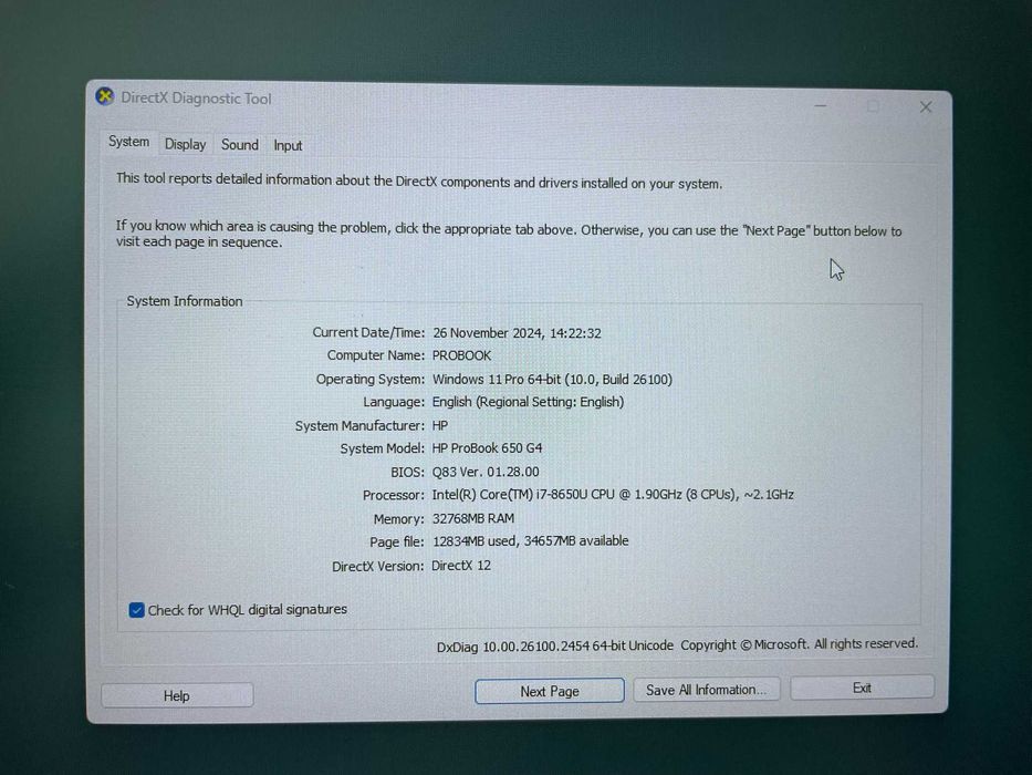HP 650 G4 I7-8550U 32GB RAM 1TB SSD NVME + 500GB SSD SATA