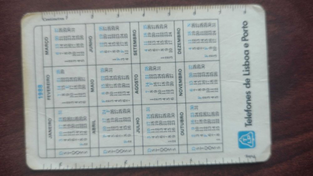 Calendário de bolso de coleção TLP 1988