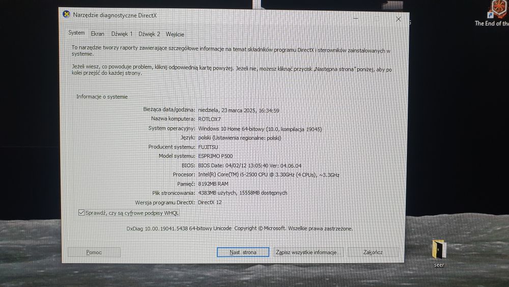Komputer FUJITSU GTX 1050