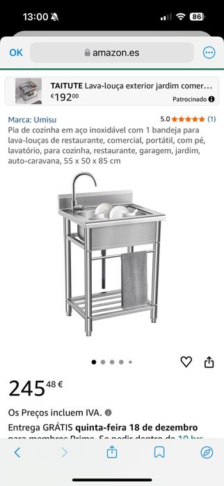Cozinha lava loiça full Inox nova na caixa original fechada