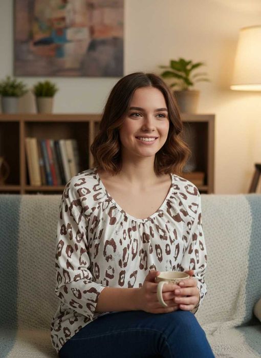 Стильная блуза с леопардовым принтом. В отличном состоянии!