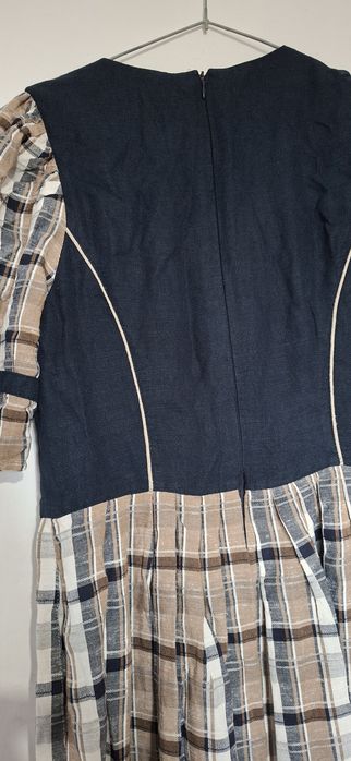 Sukienka z lnu i wiskozy vintage meico l 40 xl 42