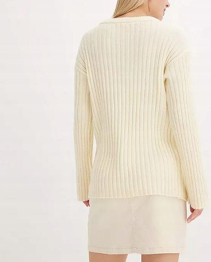 B.P.C sweter prążkowany ecru r.52/54