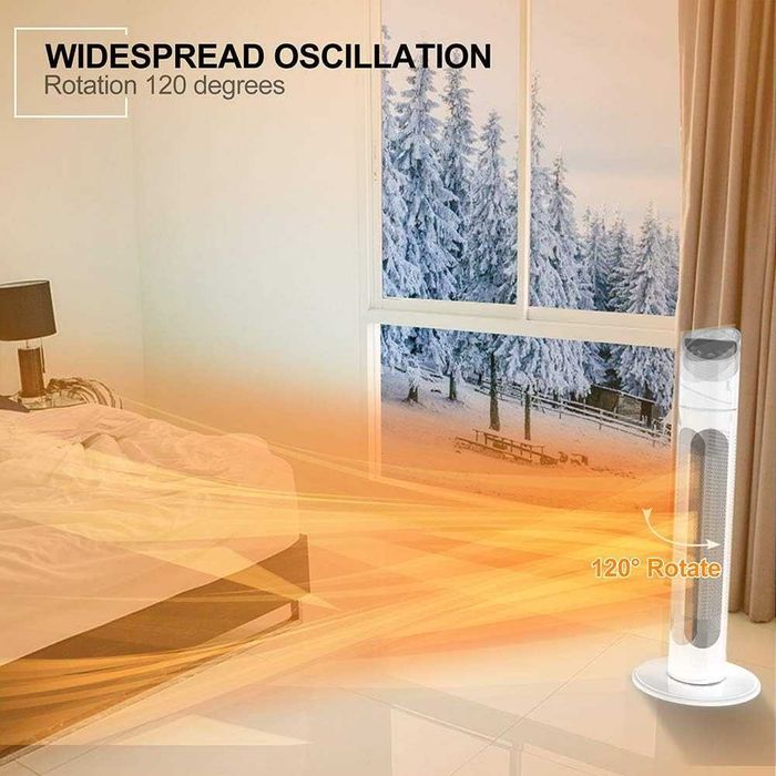 Aquecedor cerâmico com comando remoto e temporizador, 1000/2000w