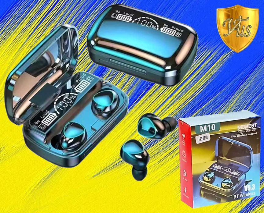 Бездротові, Вакуумні, Bluetooth навушники з дисплеєм і мікрофоном M10