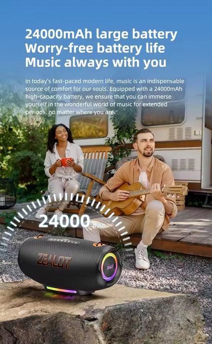 Новинка ZEALOT S127 100W Bluetooth колонка портативна акустика