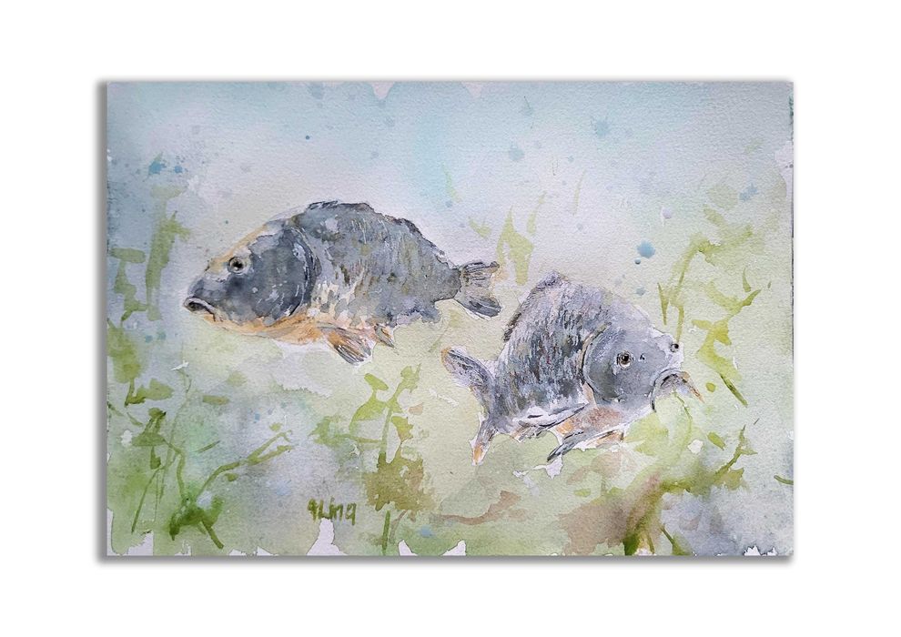 Obraz ręcznie malowany "Karp" + rama