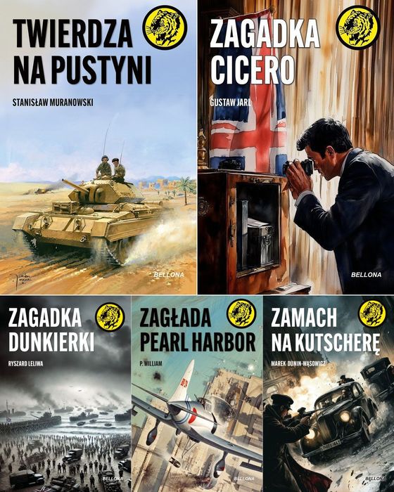 Seria Z Tygrysem Wydawnictwo Bellona 5 różnych /zdjęcie/ nowe