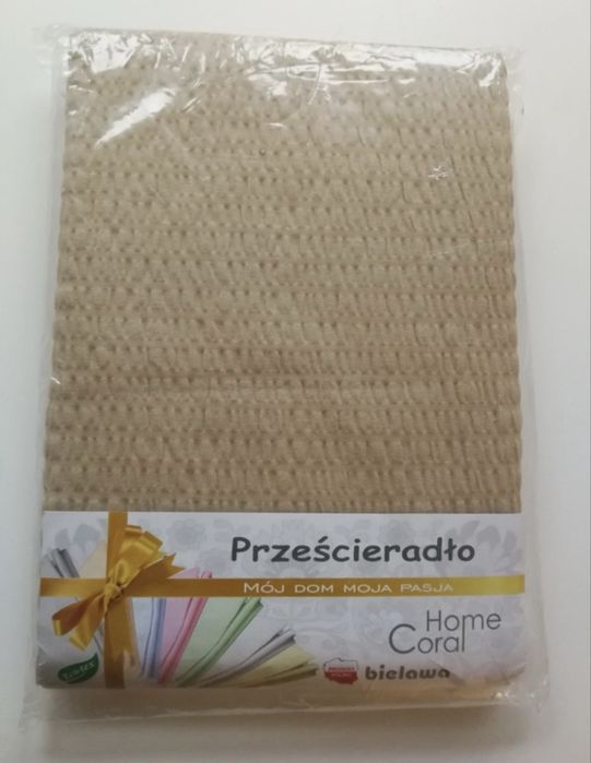 Prześcieradło beżowe z kora kaczmar 160 x200