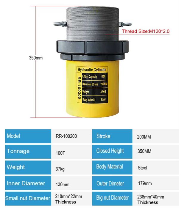 100 тонн Гідроциліндр для пресу 2 потока