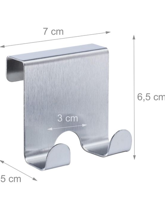 Relaxdays Zestaw 4 haczyków na drzwi, stal nierdzewna