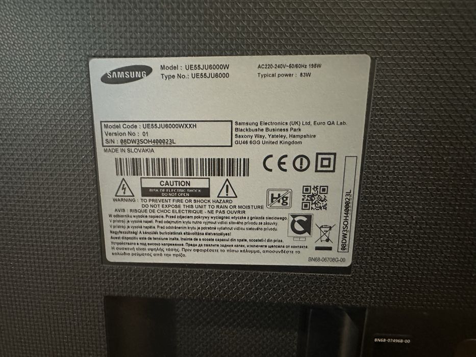 Samsung 55” 4K UHD Smart TV UE55JU6000W – w pełni sprawny + pilot