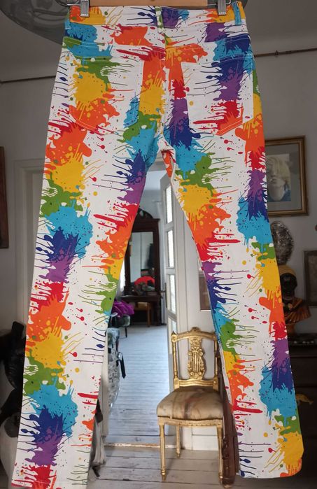 Spodnie jeansy boho popart hippie nowe r.S/28 bajecznie kolorowe