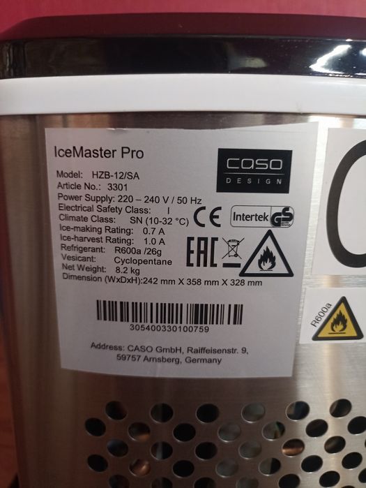 Льодогенератор Caso ice master pro, для дому, для кафе