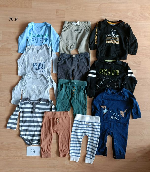 ciuszki dla chłopca body, spodnie bluzy bluza 74