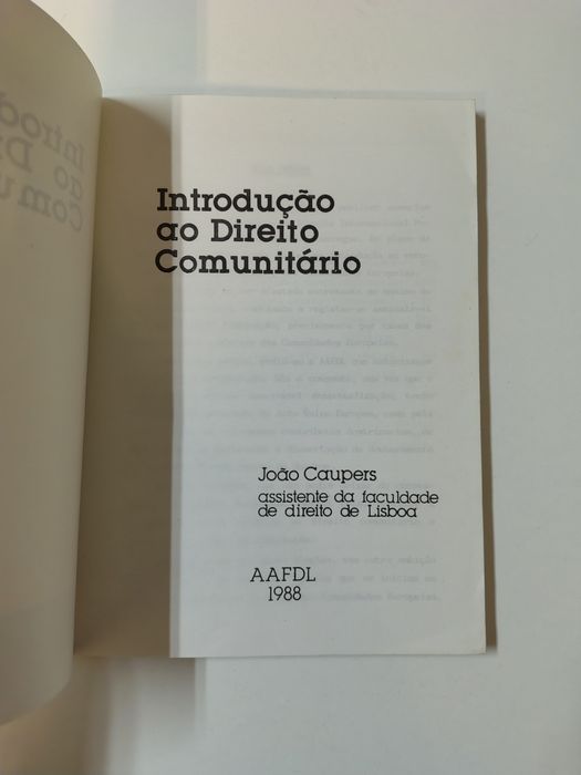 Introdução ao Direito Comunitário, de João Caupers
