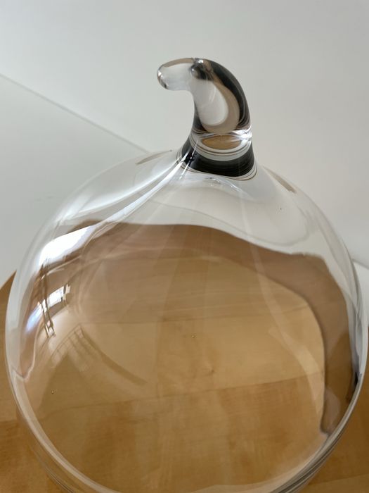 Queijeira em cristal e madeira freixo 33cm
